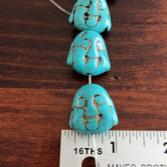 Strand of 10 Happy Buddha Turquoise Beads - Picture 4 of 7